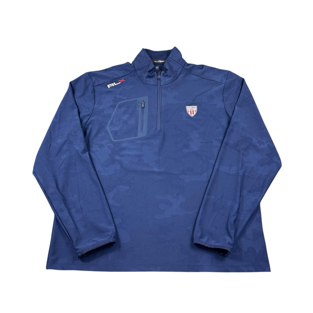 Ralph Lauren Camo RLX Blue US Open 2020 1/2 Zip Pullover Size Men’s Large